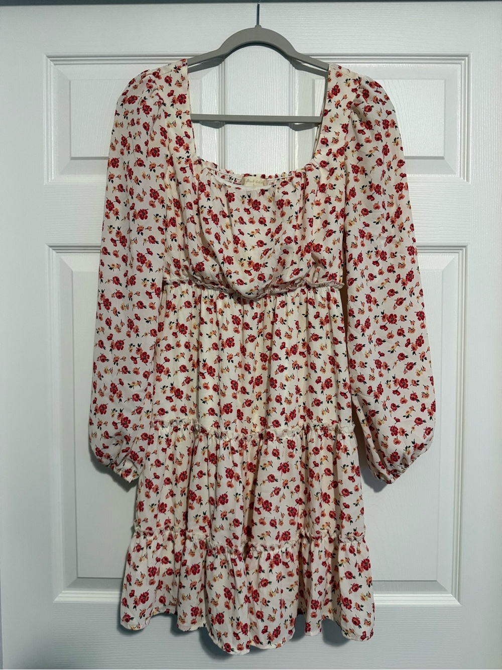 Altar'd State Cream Mini Dress with Red Floral Print